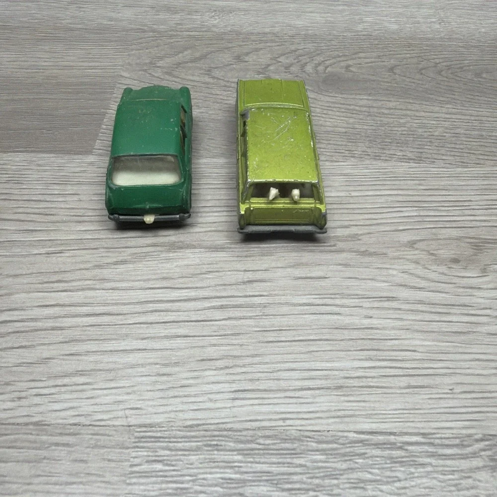 Lesney Matchbox #64 MG 1100 & #55 Or #73 Mercury Die Cast Vintage Cars Ft. Dogs
